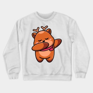 Cute baby deer dabbing cartoon Crewneck Sweatshirt